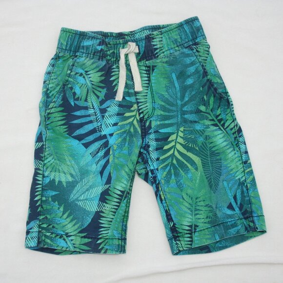 Boys 6 PALM LEAF SHORTS TROPICAL GREEN CHILDRENS PLACE STRETCH WAIST EUC - Picture 1 of 9